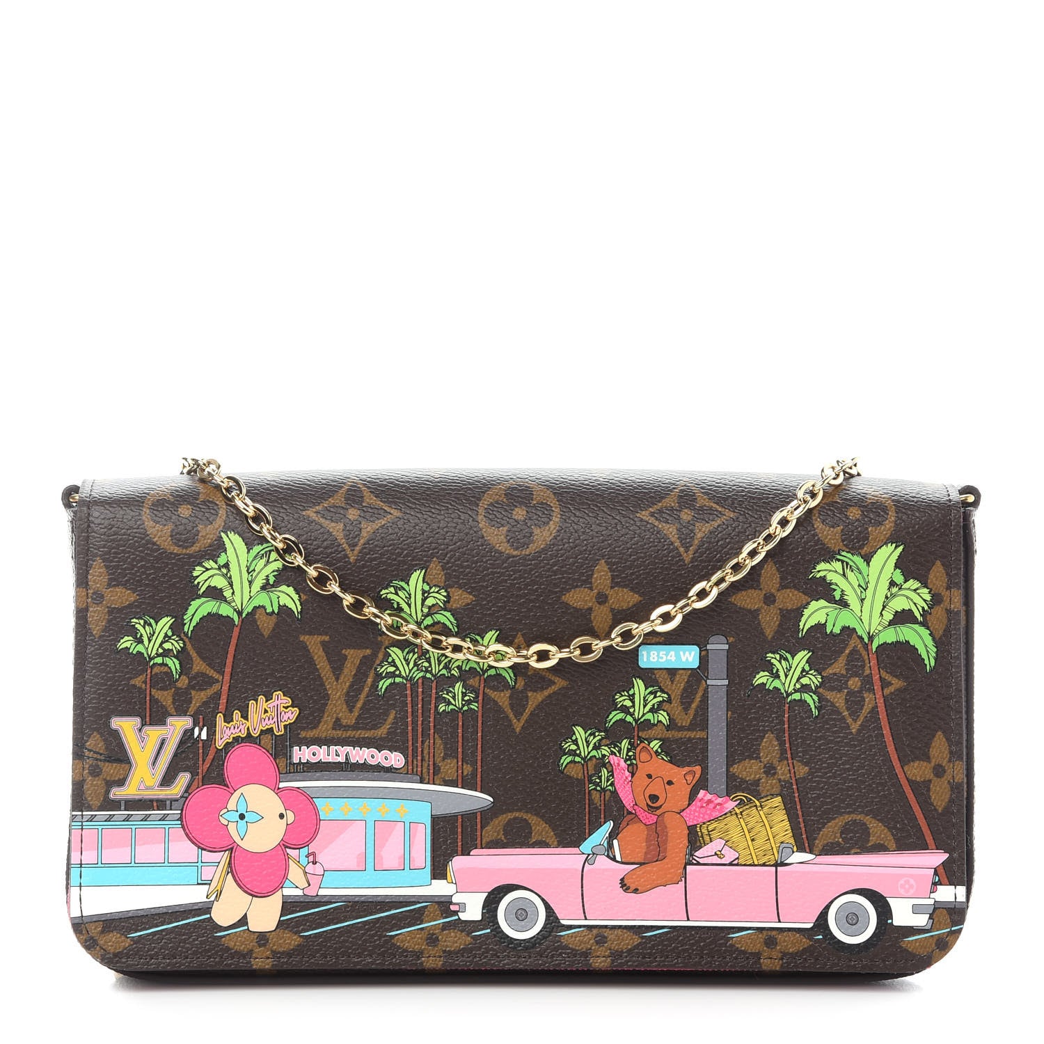 Louis Vuitton Monogram 2021 Christmas Animation Hollywood Pochette Felicie Chain Wallet Fuchsia 4 of 9