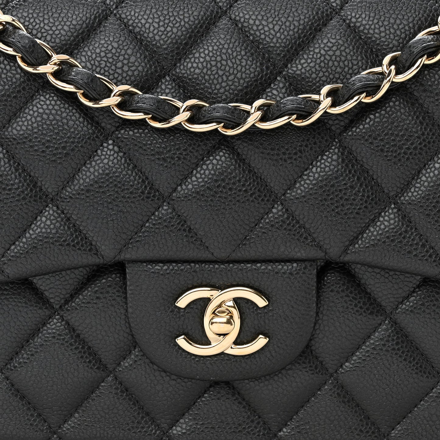 Caviar Quilted Jumbo Double Flap Dark Grey