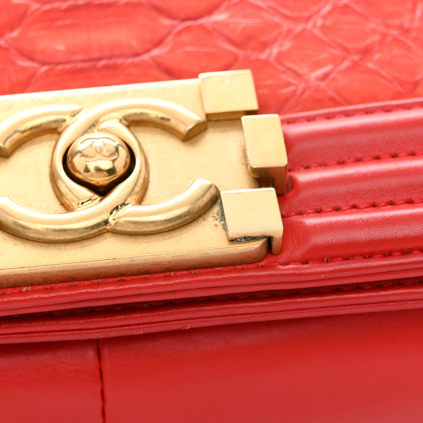 Snakeskin Medium Boy Flap Red