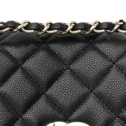 Chanel Shiny Caviar Quilted Medium Duma Pockets Drawstring Backpack Black 8 of 11