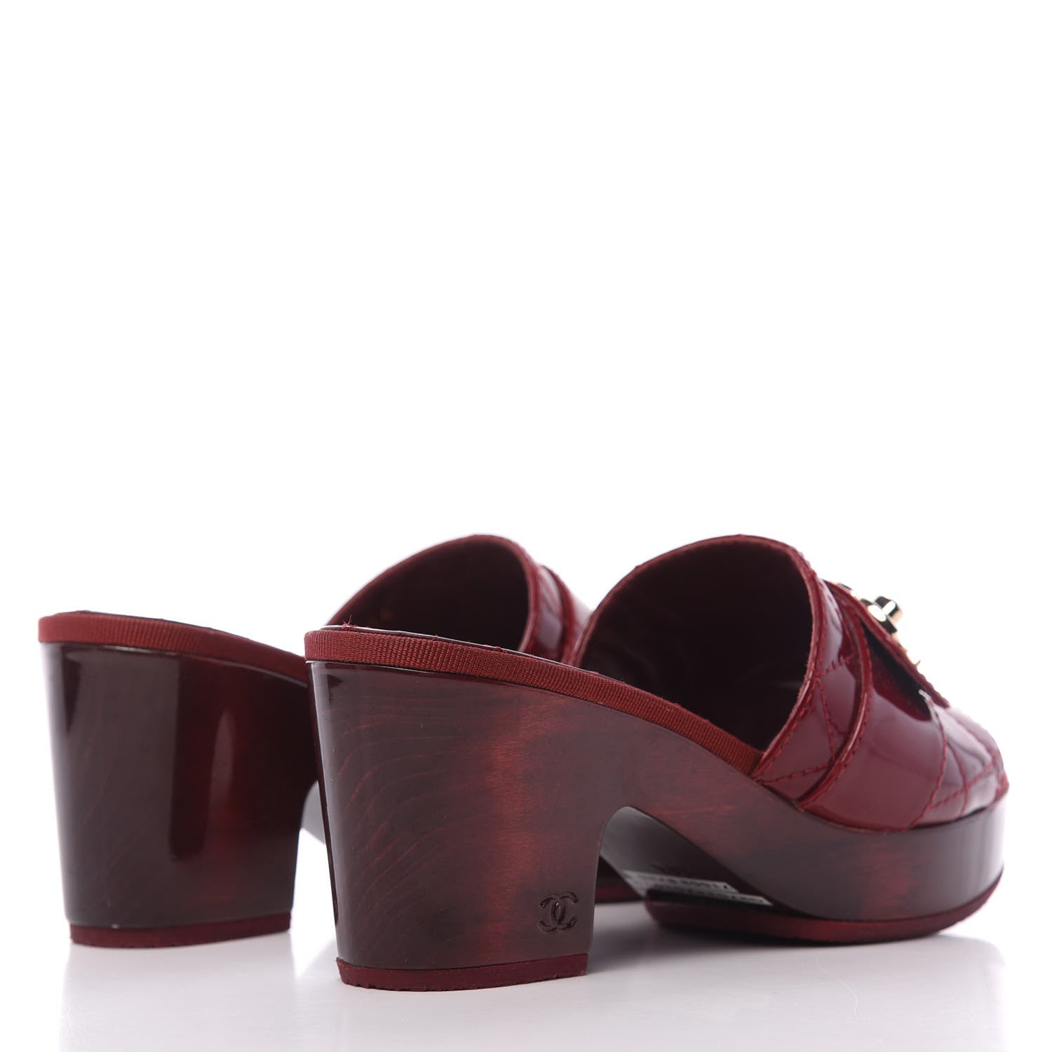 Chanel Patent Quilted Turn Lock CC Platform Mule 36.5 Rouge 4 of 10