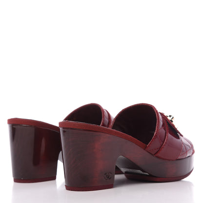 Chanel Patent Quilted Turn Lock CC Platform Mule 36.5 Rouge 4 of 10
