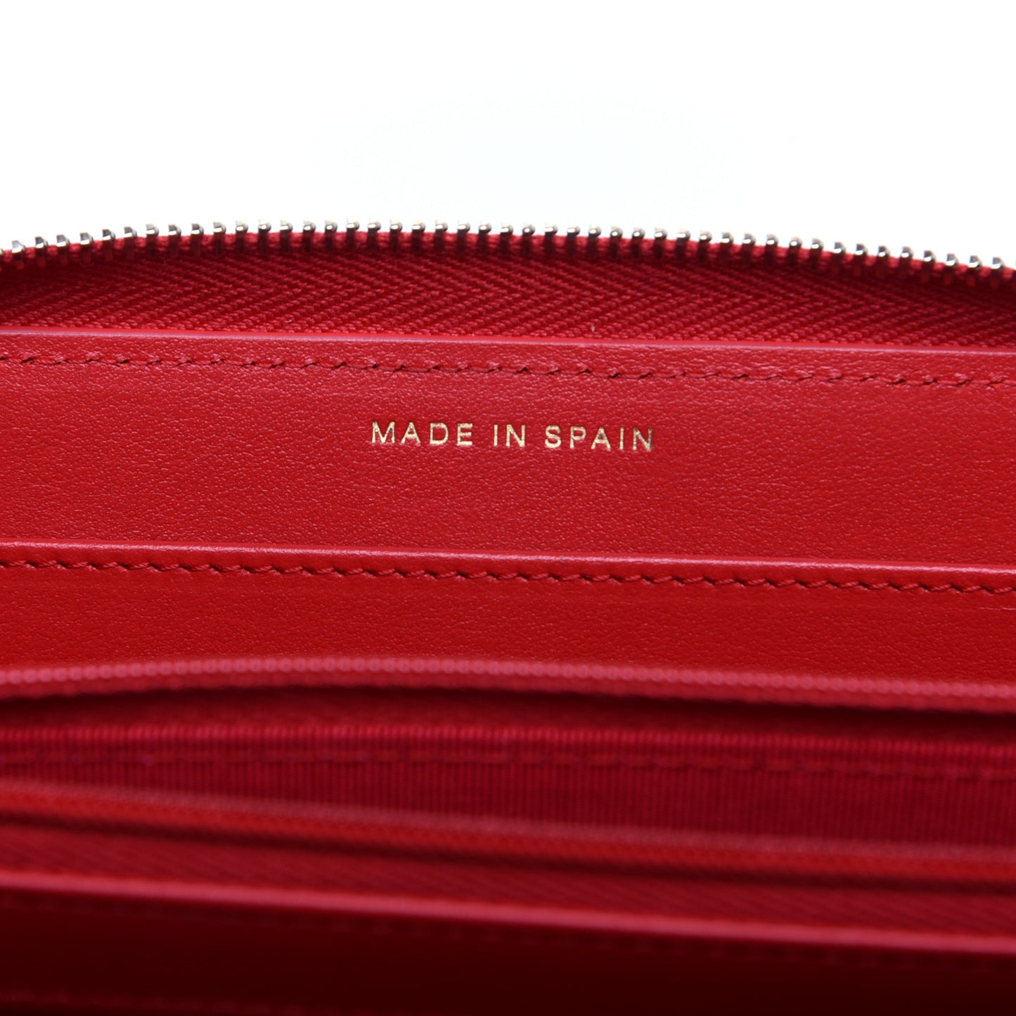 Caviar Quilted Long Zip Around Wallet Red