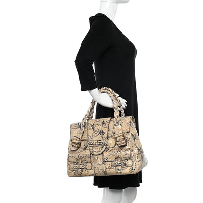 Valentino Garavani Snakeskin Braided Satchel Beige 2 of 11