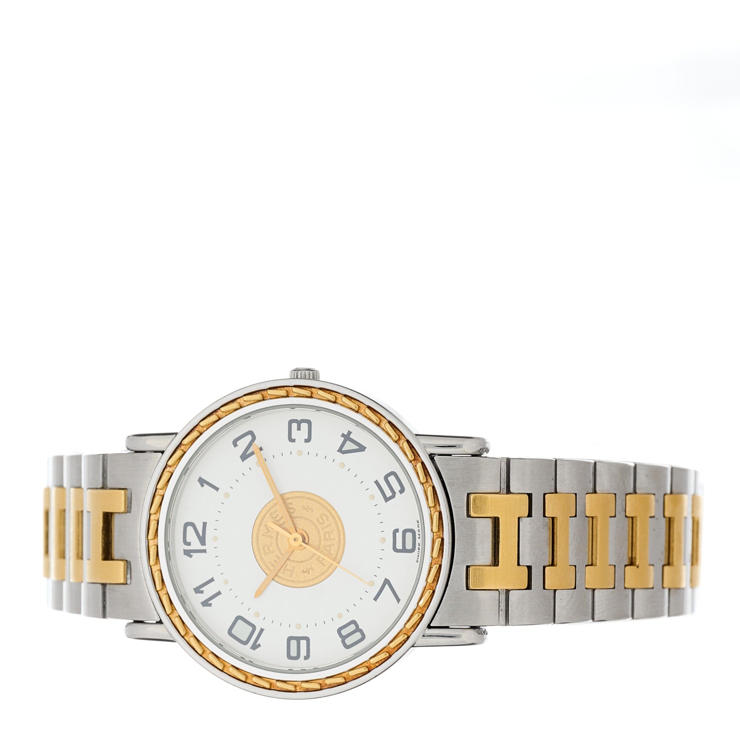 Hermes Stainless Steel 32mm Sellier Quartz Watch Gold 2 of 4