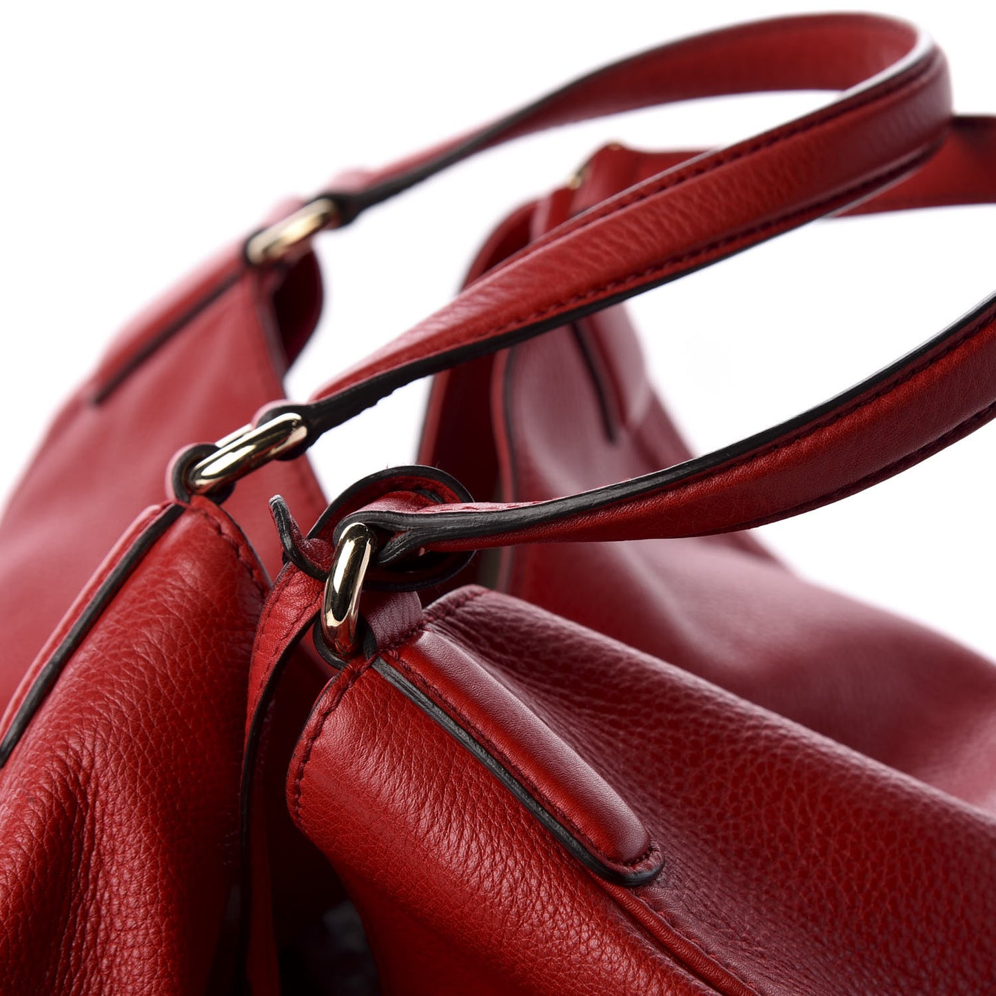 Pebbled Calfskin Large Soho Shoulder Bag Red