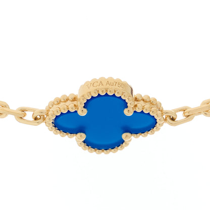 Van Cleef & Arpels 18K Yellow Gold Blue Agate 10 Motifs Vintage Alhambra Necklace 6 of 7