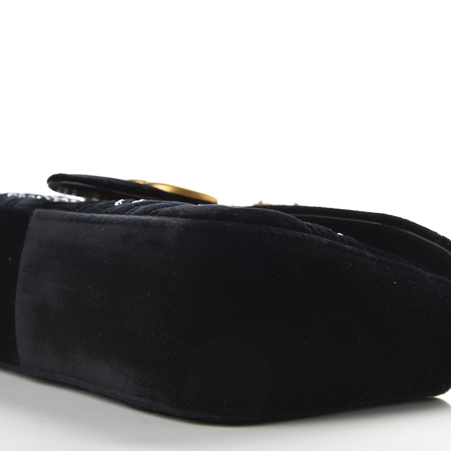 Gucci Velvet Matelasse Marquise Crystals Embroidered Small GG Marmont Shoulder Bag Black 7 of 9