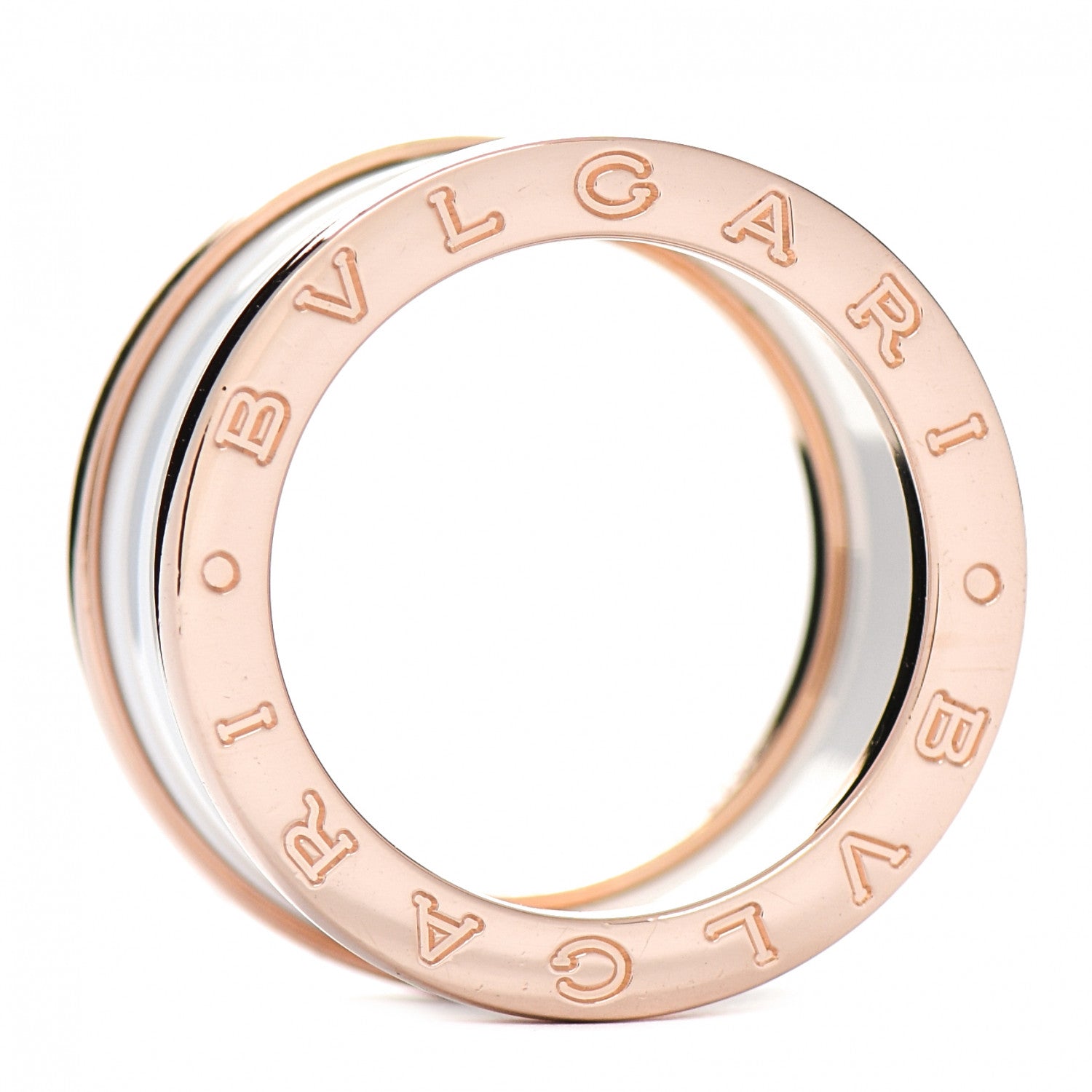 Bulgari 18K Rose Gold White Ceramic B.Zero1 Four-Band Ring 53 6.25 4 of 5