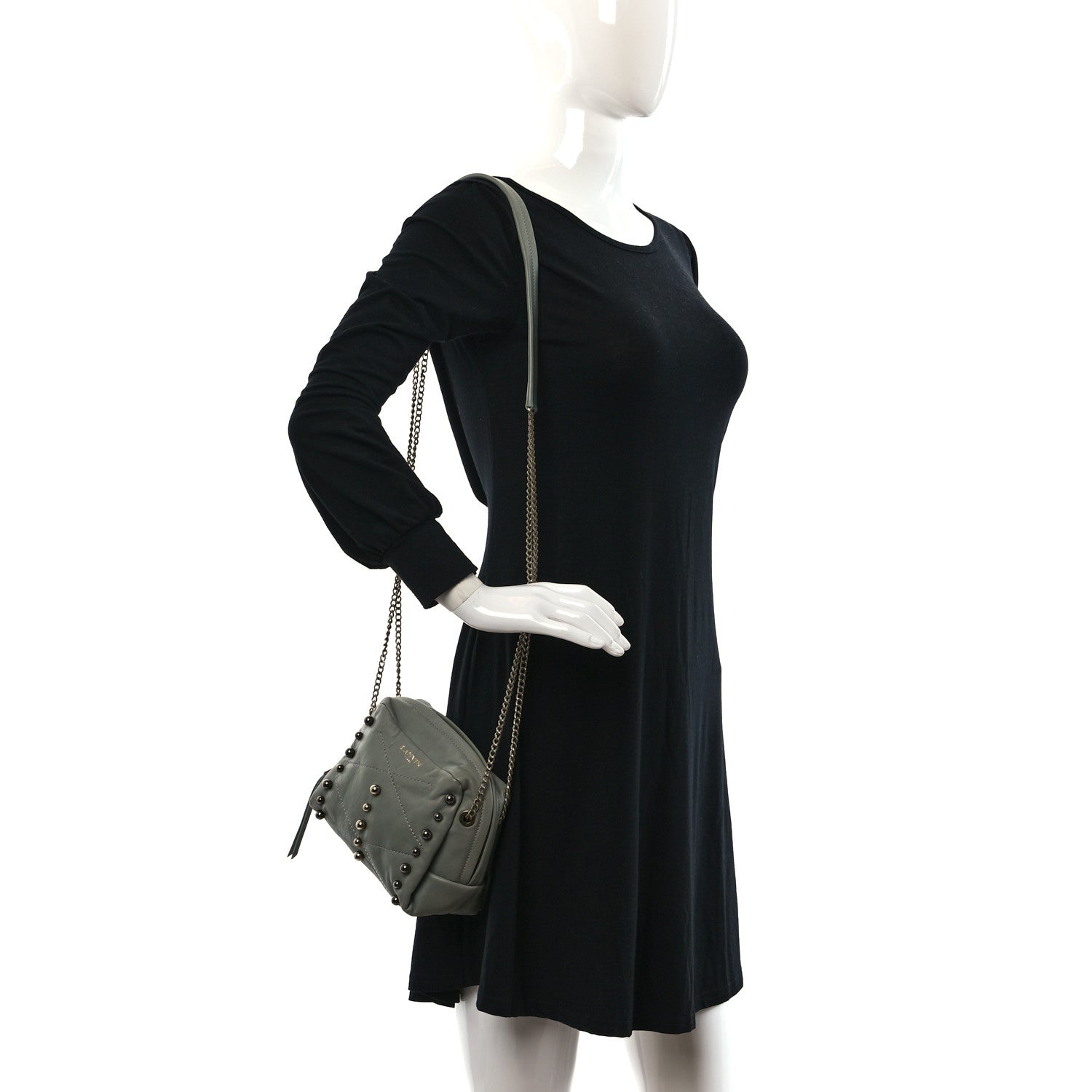 Lanvin Lambskin Quilted Studded Mini Sugar Shoulder Bag Water Blue 2 of 8