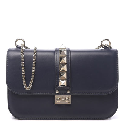 Valentino Garavani Vitello Medium Glam Lock Rockstud Flap Marine 1 of 12