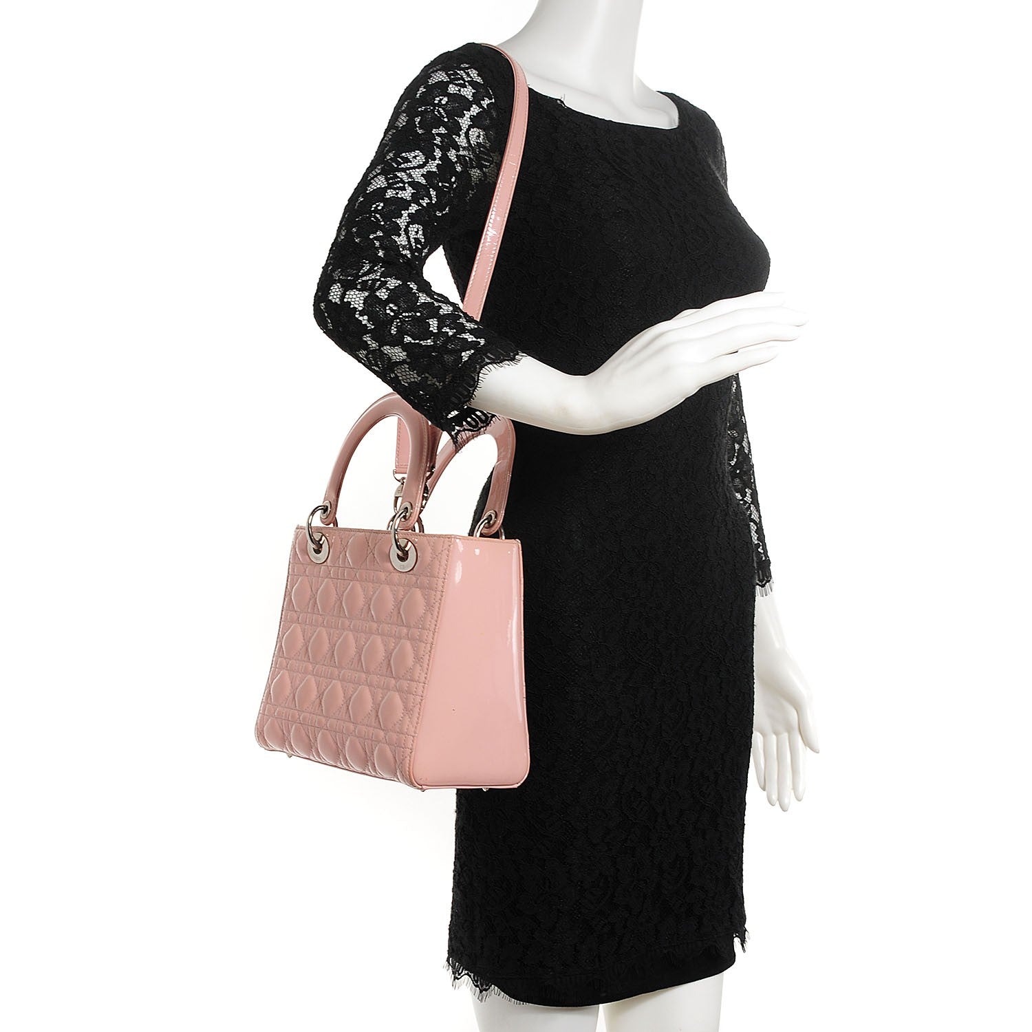 Christian Dior Patent Cannage Medium Lady Dior Rose Clair 2 of 10
