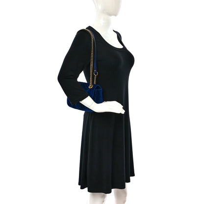 Gucci Velvet Matelasse Mini GG Marmont Shoulder Bag Cobalt Blue 2 of 9