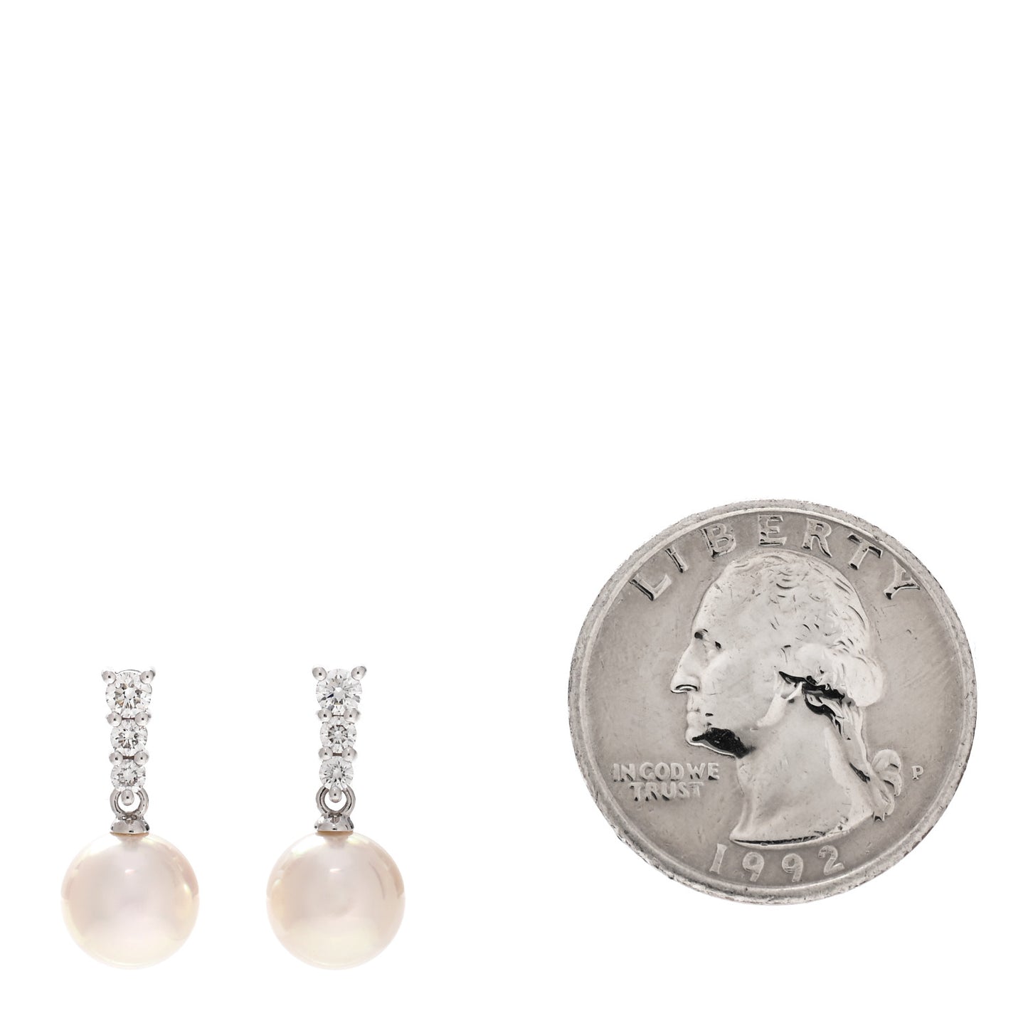 18K White Gold Diamond Akoya Pearl 8mm Morning Dew Earrings