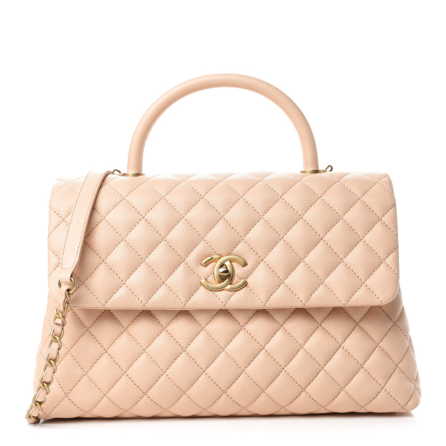 Chanel Caviar Quilted Medium Coco Handle Flap Light Beige 1 of 11