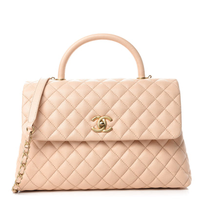 Chanel Caviar Quilted Medium Coco Handle Flap Light Beige 1 of 11