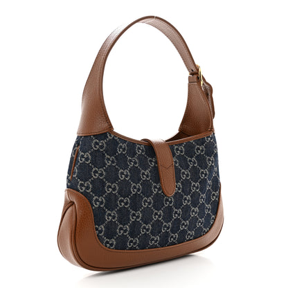 Gucci New Denim GG Monogram Calfskin Small Jackie 1961 Hobo Blue Tea Cuir 3 of 12