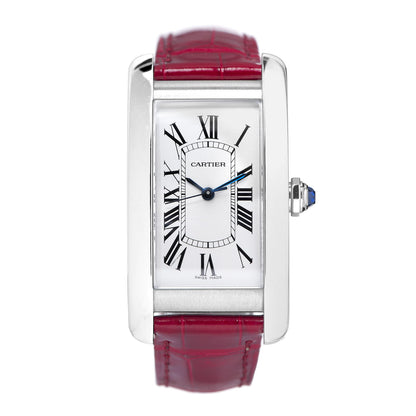 Cartier Stainless Steel Alligator 23mm Tank Americaine Automatic Watch Red 1 of 9