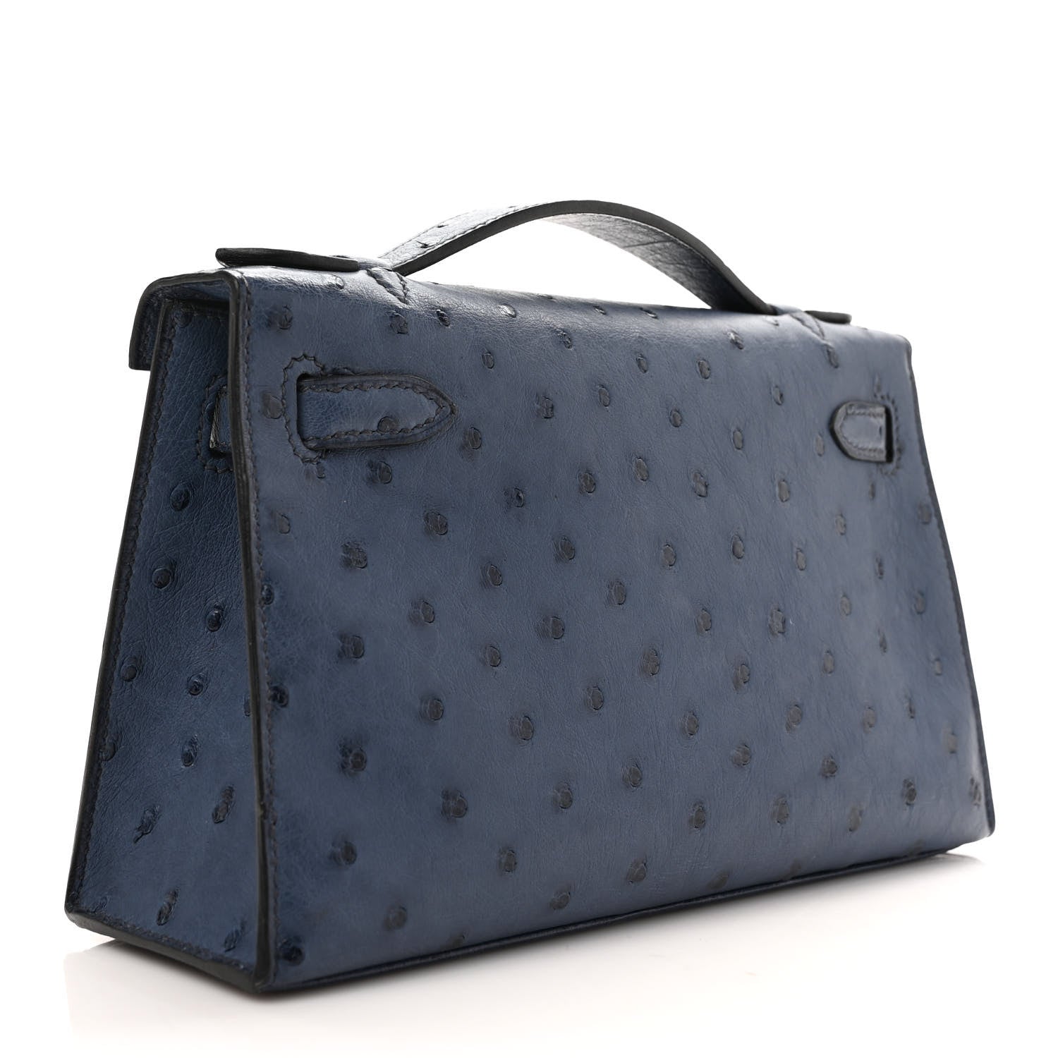 Hermes Ostrich Kelly Pochette Bleu Roi 2 of 8