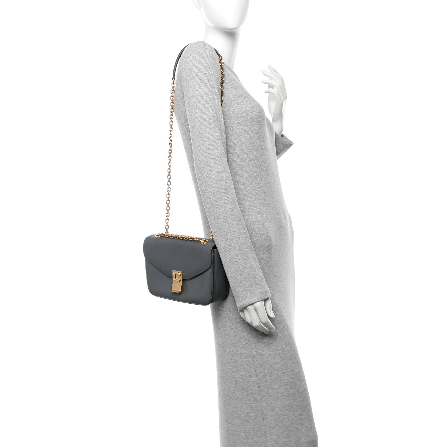 Celine Shiny Calfskin Medium C Bag Grey 2 of 10