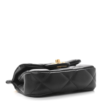 Chanel Calfskin Quilted Lady Handle Flap Card Holder With Chain Black 3 of 11