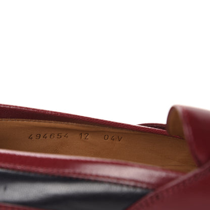Gucci Calfskin Mens Tassel Fringe Curtis Loafers 12 Red Navy Blue 9 of 9