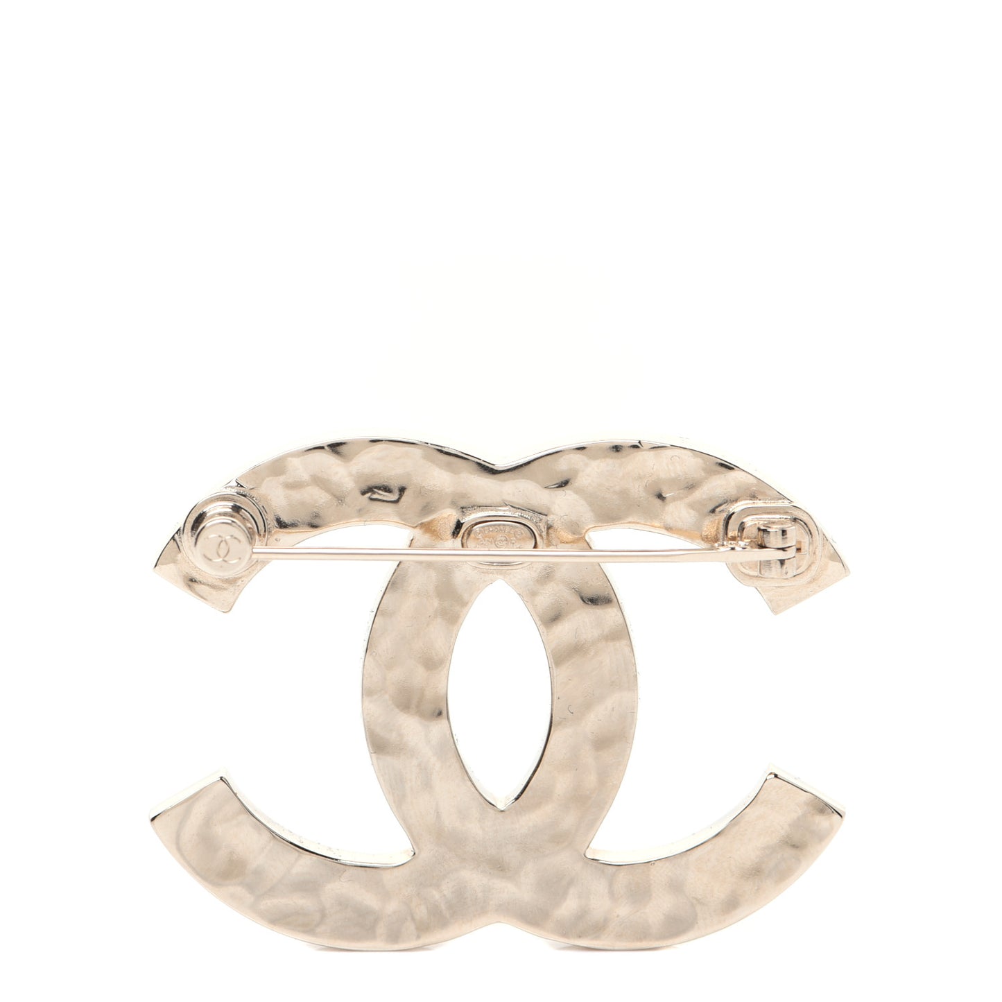 Crystal Metal CC Paris Button Brooch Gold