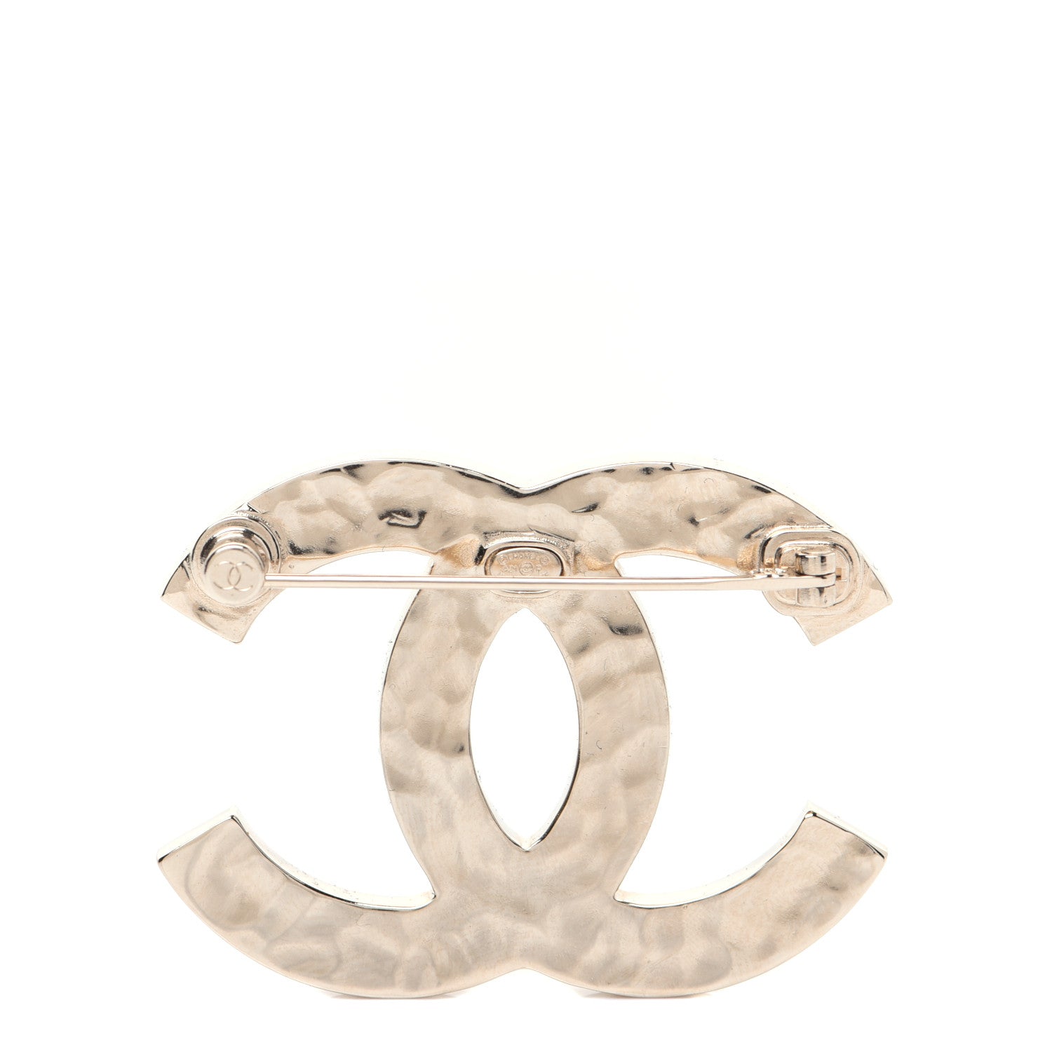 Chanel Crystal Metal CC Paris Button Brooch Gold 3 of 7