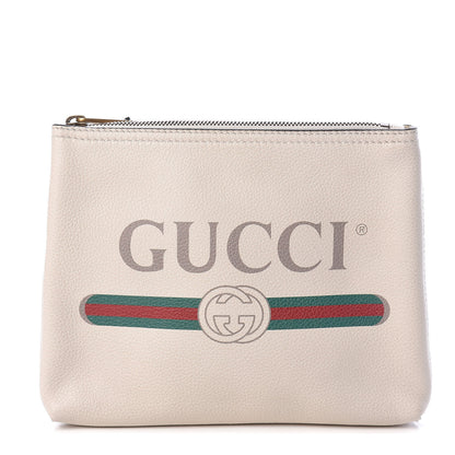 Gucci Pebbled Calfskin Medium Logo Portfolio Clutch White 1 of 6