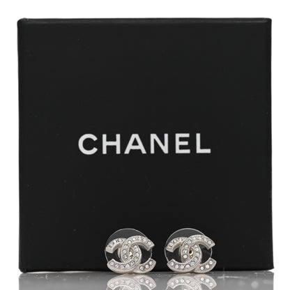 Chanel Crystal CC Earrings Silver 5 of 5