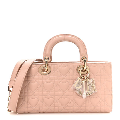 Christian Dior Lambskin Cannage Heart Medium Lady D-Joy Rose Des Vents 1 of 10