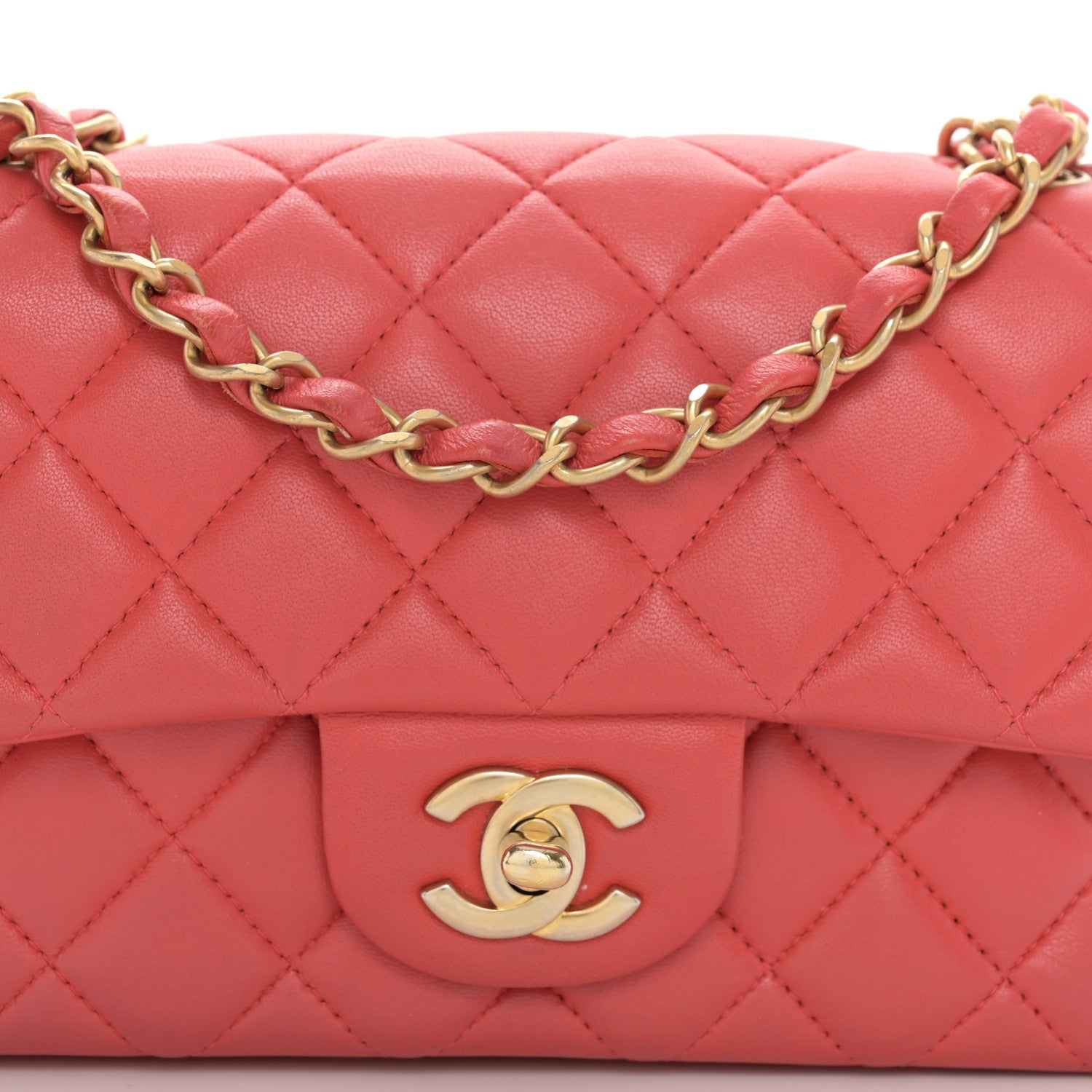 Chanel Lambskin Quilted Mini Rectangular Flap Red 8 of 14