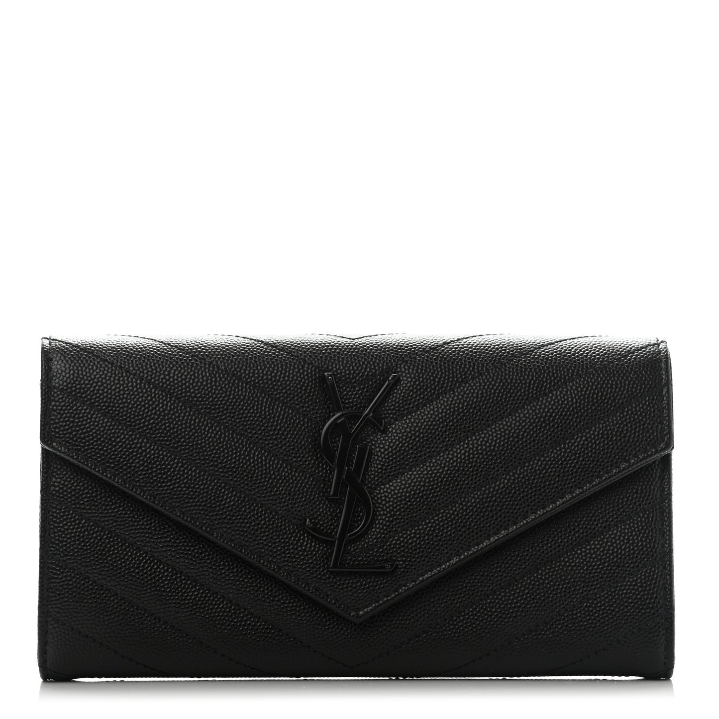 Grain De Poudre Matelasse Chevron Monogram Flap Wallet Black