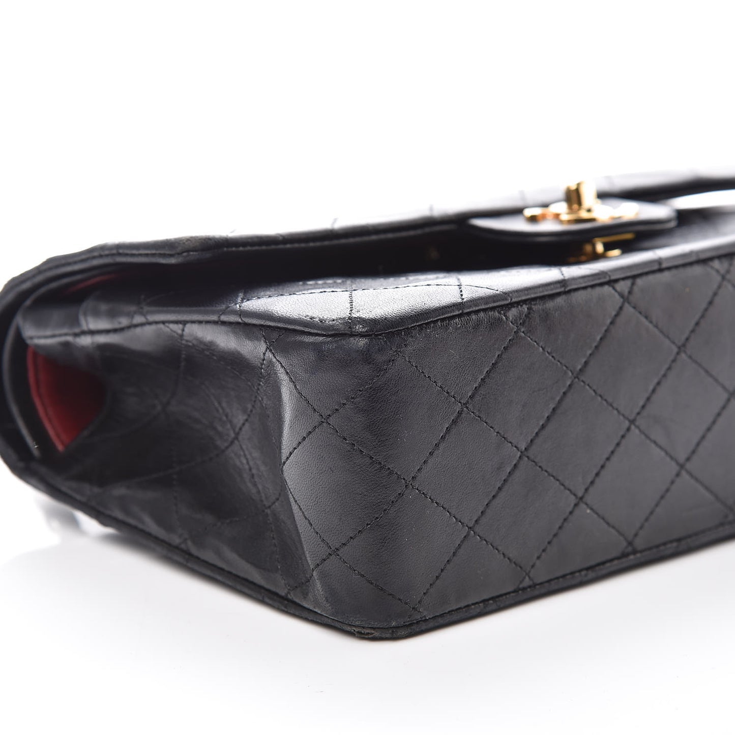 Lambskin Quilted Medium Double Flap Bag Black