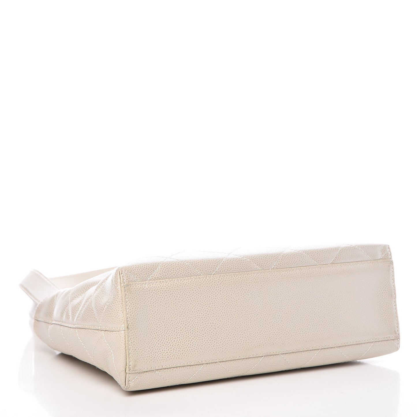 Metallic Caviar Quilted Shoulder Bag White