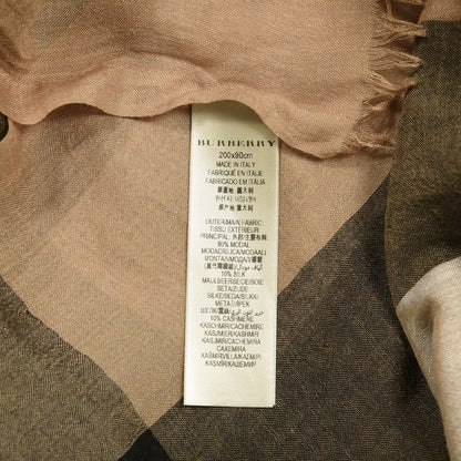 Burberry Modal Silk Cashmere Sheer Mega Check Scarf Camel 3 of 3