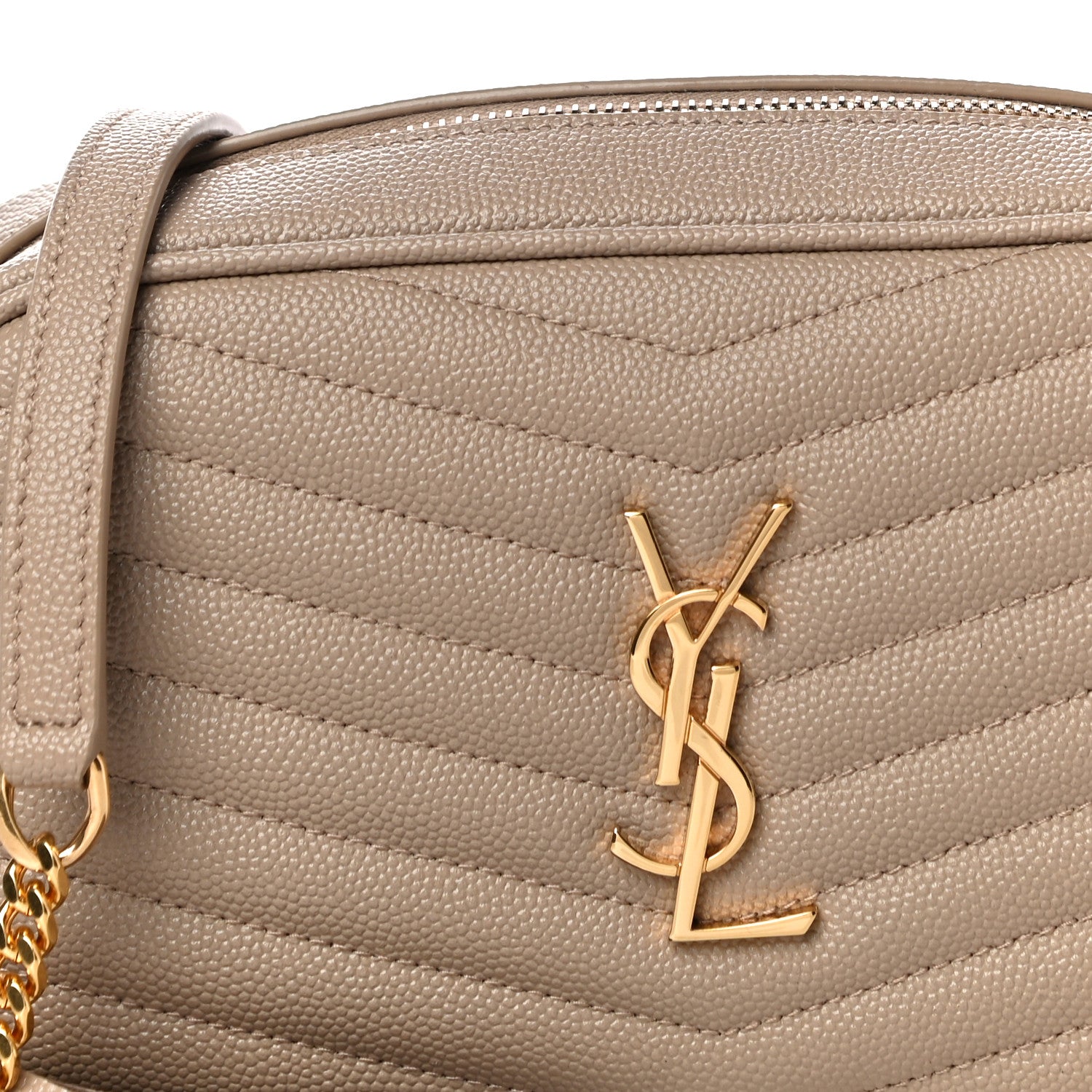 Saint Laurent Grain De Poudre Matelasse Monogram Mini Lou Camera Bag Dark Beige 8 of 11