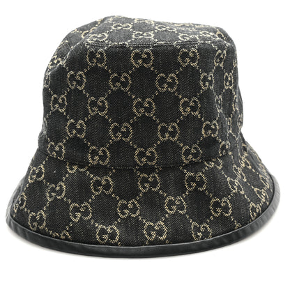 Gucci Jacquard Denim GG Monogram Oscar Bucket Hat M Black Ivory 6 of 10