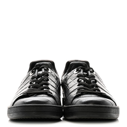 Louis Vuitton Calfskin Crocodile Embossed Frontrow Mens Sneakers 8 Black 4 of 20