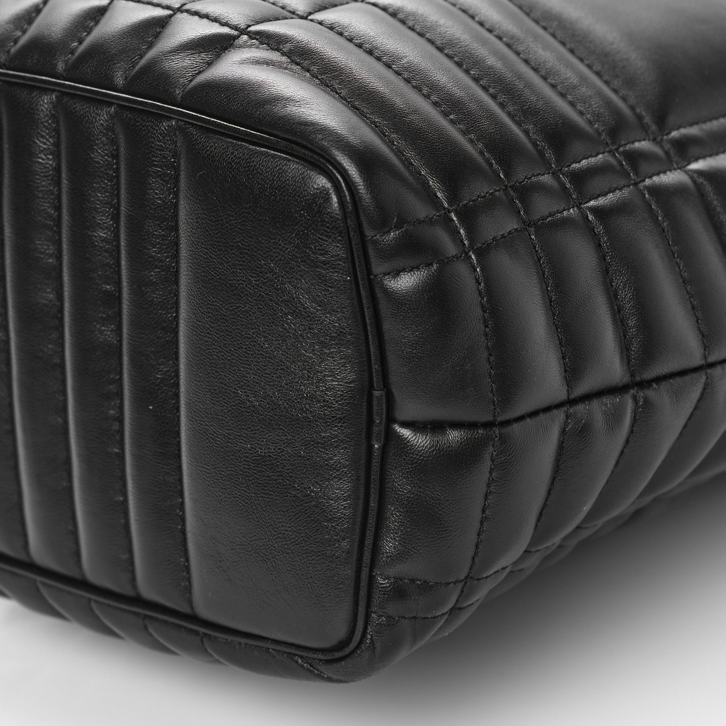 Lambskin Quilted Medium Lola Bucket Bag Black