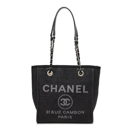 Chanel Woven Straw Raffia Mini Deauville Tote Black 1 of 8