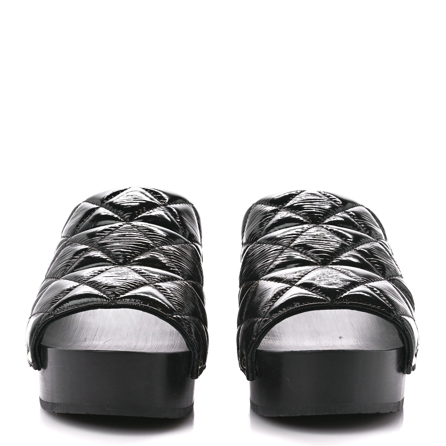 Chanel Patent Lambskin Quilted CC Clogs 38 Black 2 of 9