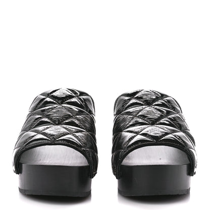 Chanel Patent Lambskin Quilted CC Clogs 38 Black 2 of 9