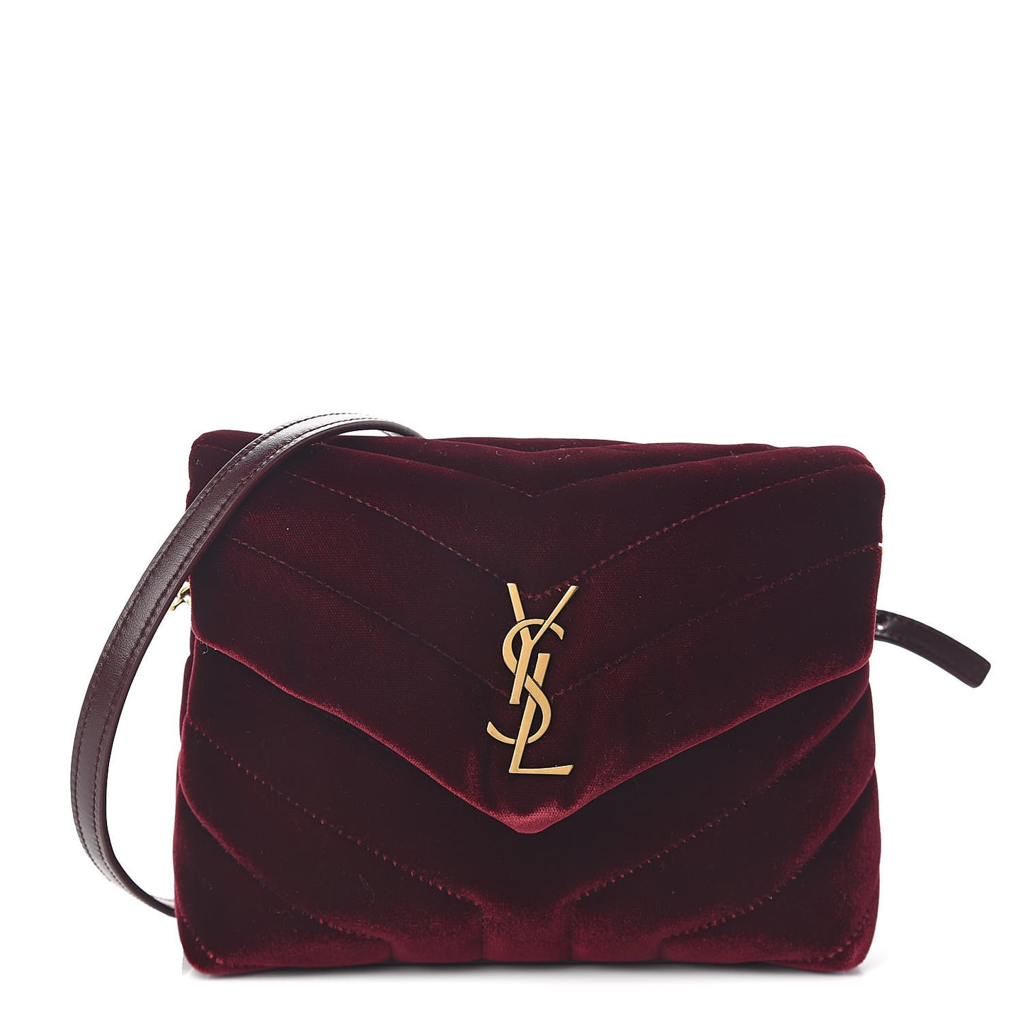 Velvet Y Quilted Monogram Toy Loulou Crossbody Bag French Burgundy