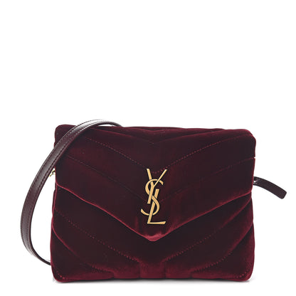 Saint Laurent Velvet Y Quilted Monogram Toy Loulou Crossbody Bag French Burgundy 1 of 12