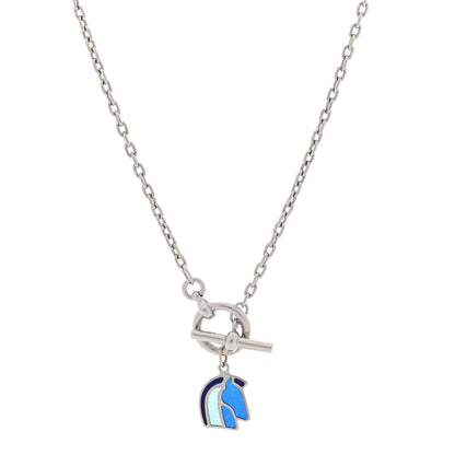 Hermes Palladium Enamel Helios Cheval Necklace Camaïeu De Bleu 1 of 5