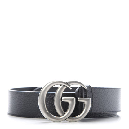 Gucci Textured Dollar Calfskin Nickel Double G 40mm Belt 70 28 Black 1 of 4