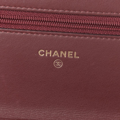 Chanel Lambskin Quilted Boy Wallet On Chain WOC Burgundy 6 of 14