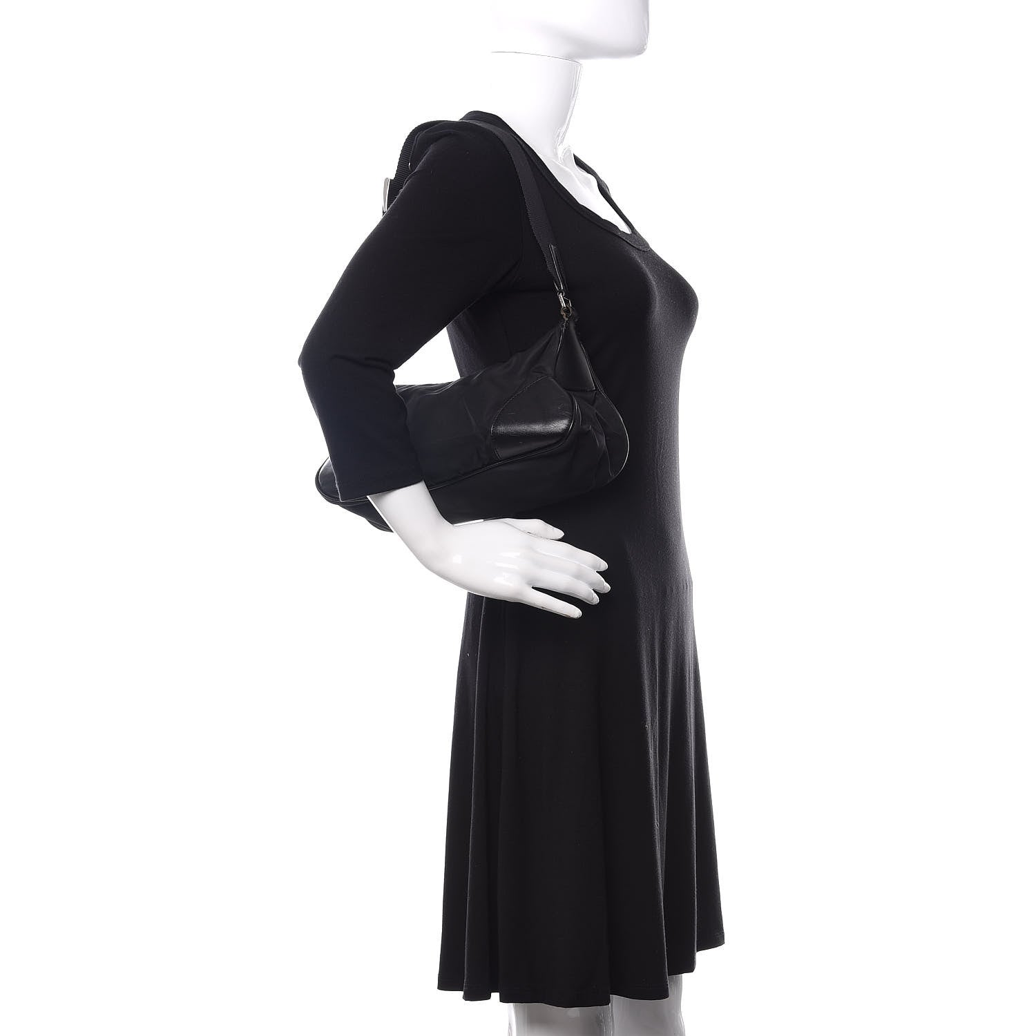 Prada Tessuto Nylon Soft Calf Shoulder Bag Black 2 of 13