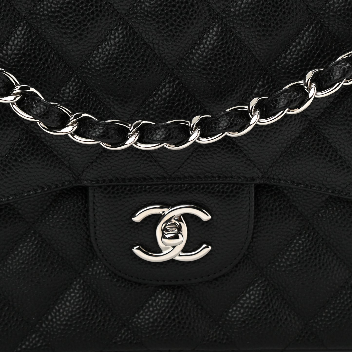 Caviar Quilted Jumbo Double Flap Black